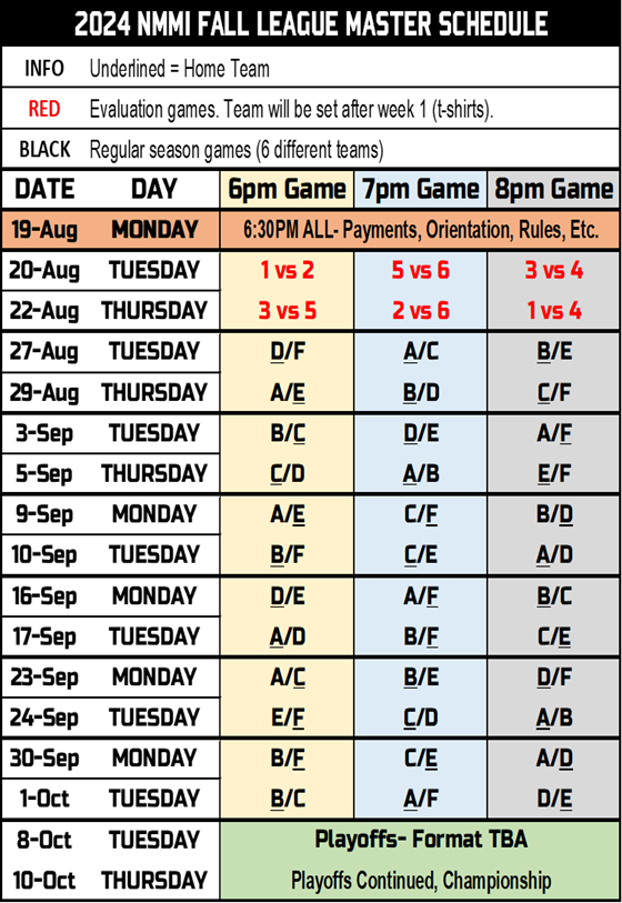 2024 Anticipated Schedule